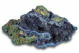 Sparkling Azurite Crystals on Fibrous Malachite - China #259648-1